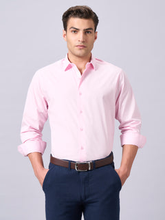 Men’s Cotton Lycra Slim Fit Shirt Pink