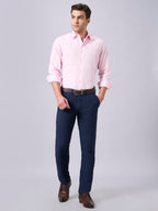 Men's Pink Cotton Lycra Slim Fit Shirt