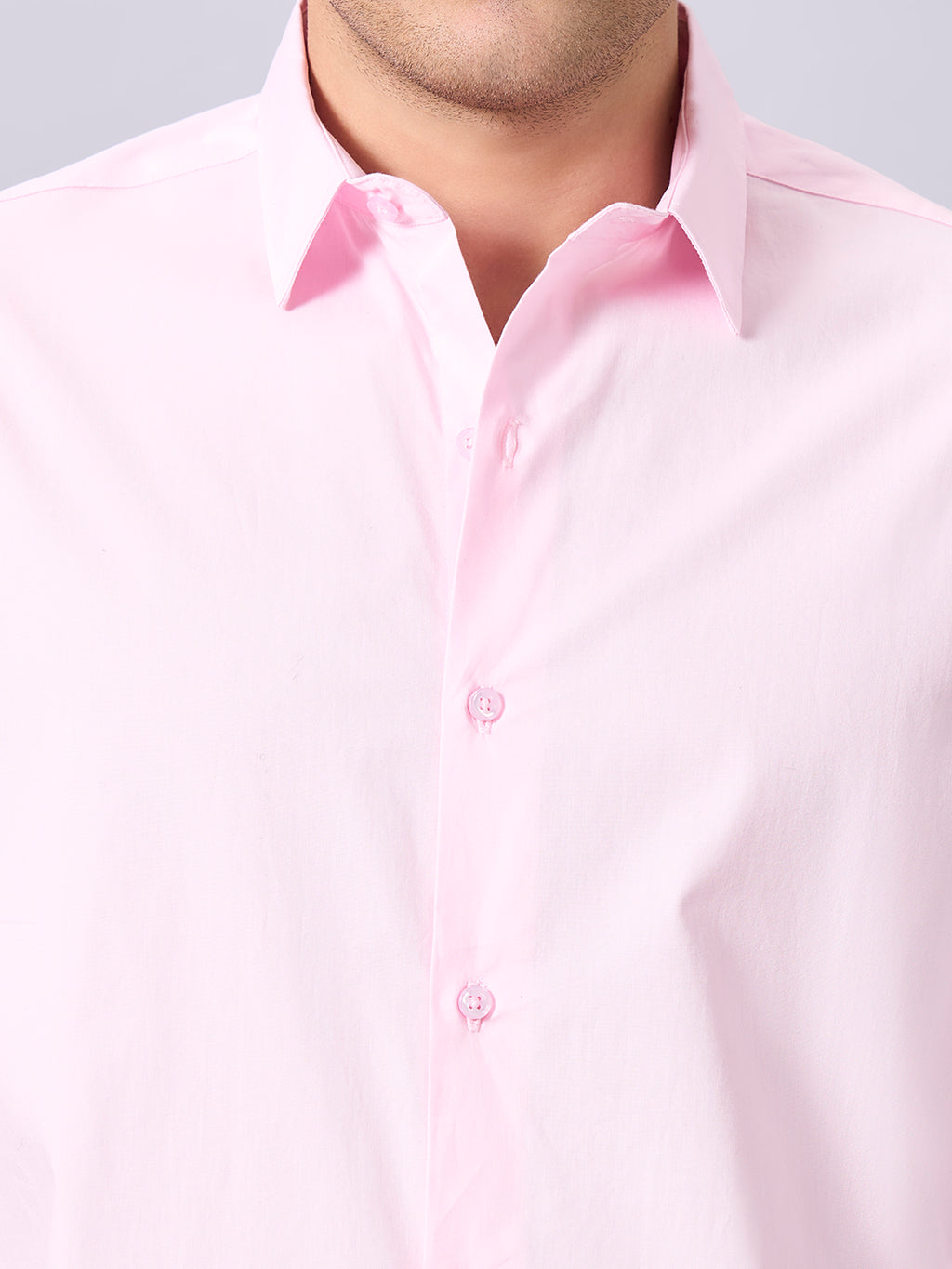 Men's Pink Cotton Lycra Slim Fit Shirt