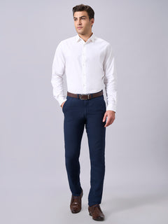 Men’s Cotton Lycra Slim Fit Regular Collar Shirt White