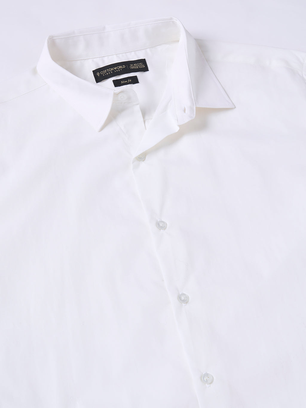 Men's White Cotton Lycra Slim Fit Shirt