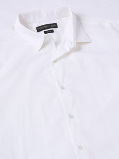 Men’s Cotton Lycra Slim Fit Regular Collar Shirt White