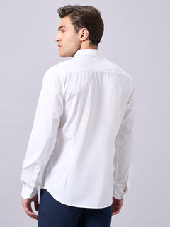 Men’s Cotton Lycra Slim Fit Regular Collar Shirt White