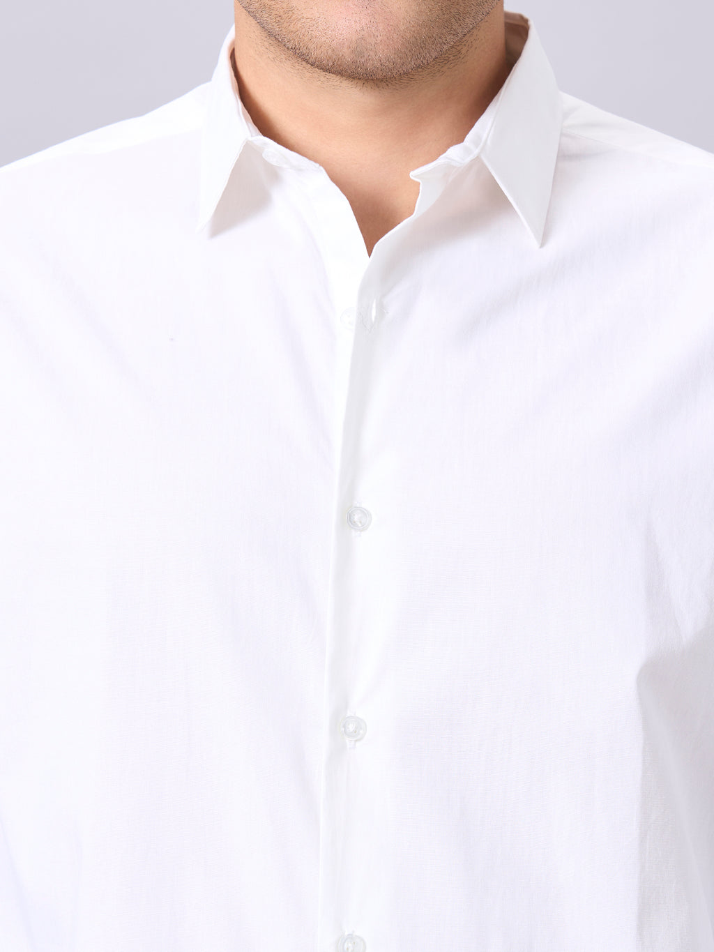 Men's White Cotton Lycra Slim Fit Shirt