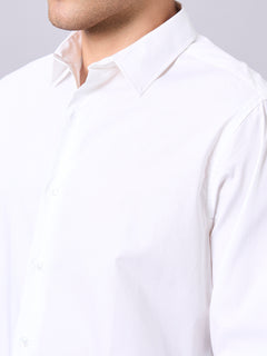 Men’s Cotton Lycra Slim Fit Regular Collar Shirt White
