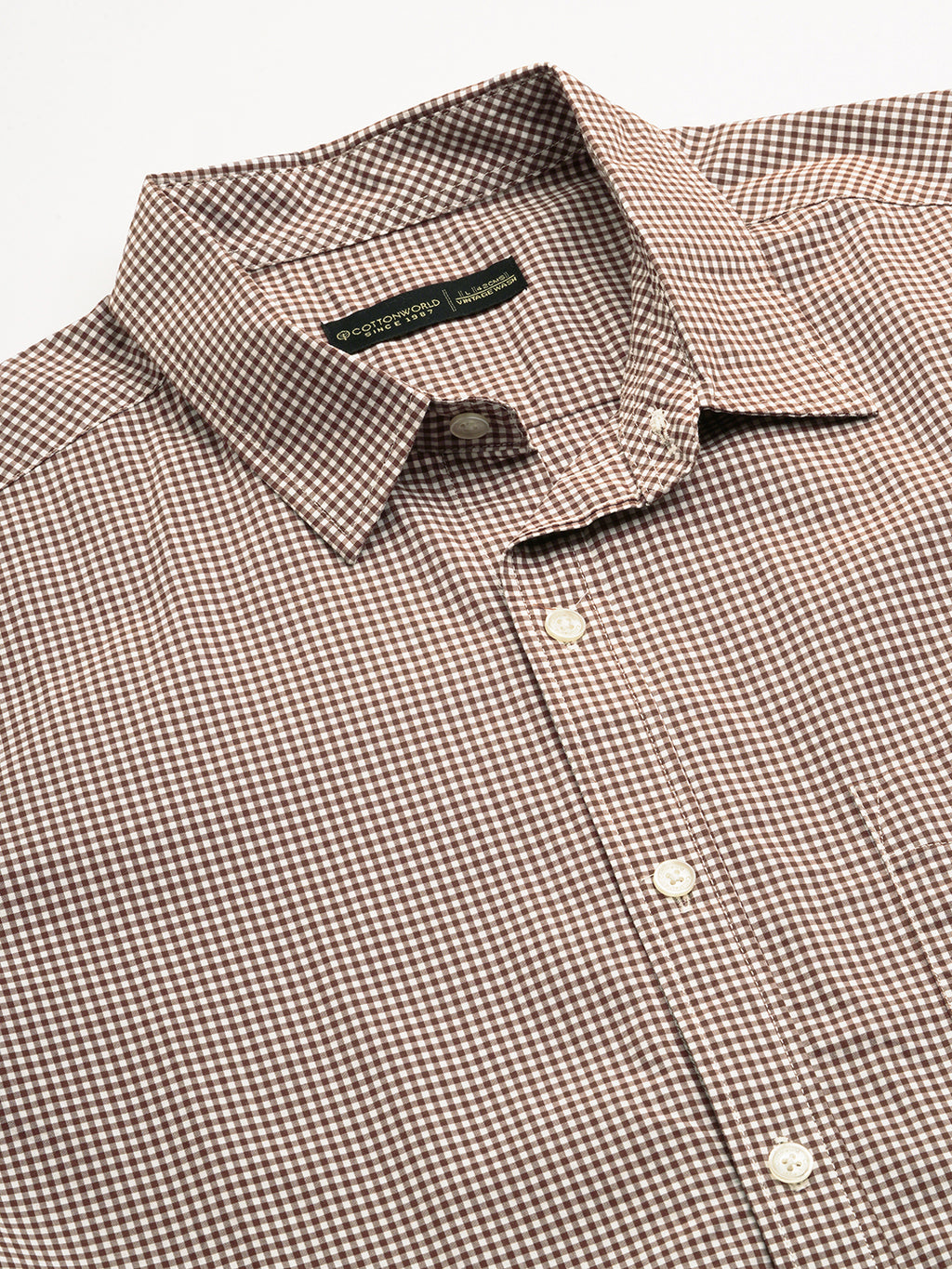 Men's Brown 100% Cotton Regular Fit Shirt