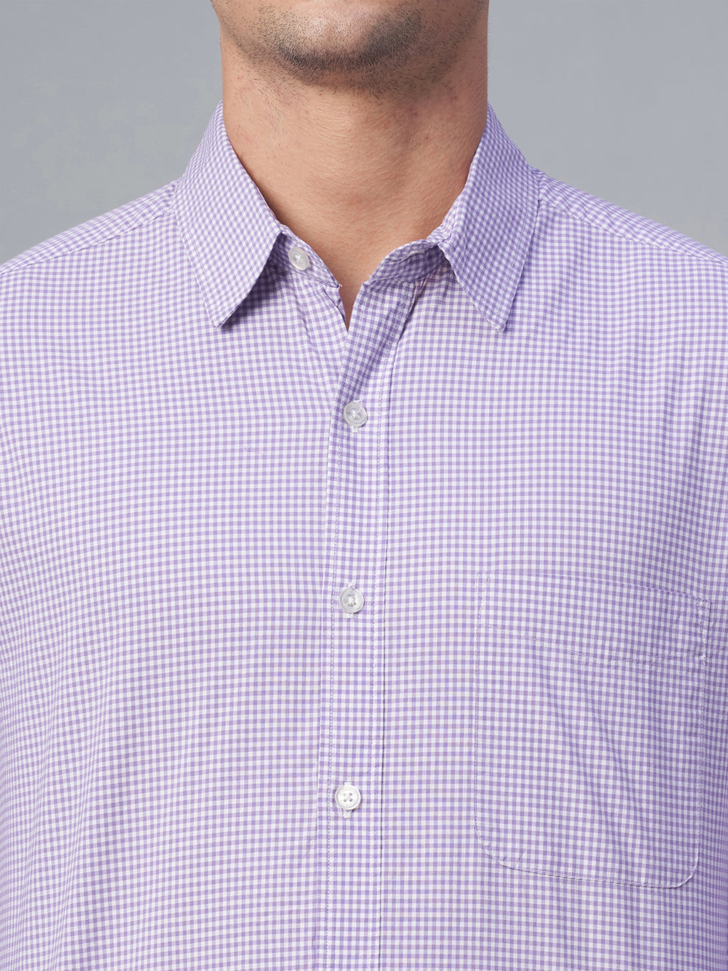 Men's Lilac 100% Cotton Regular Fit Shirt