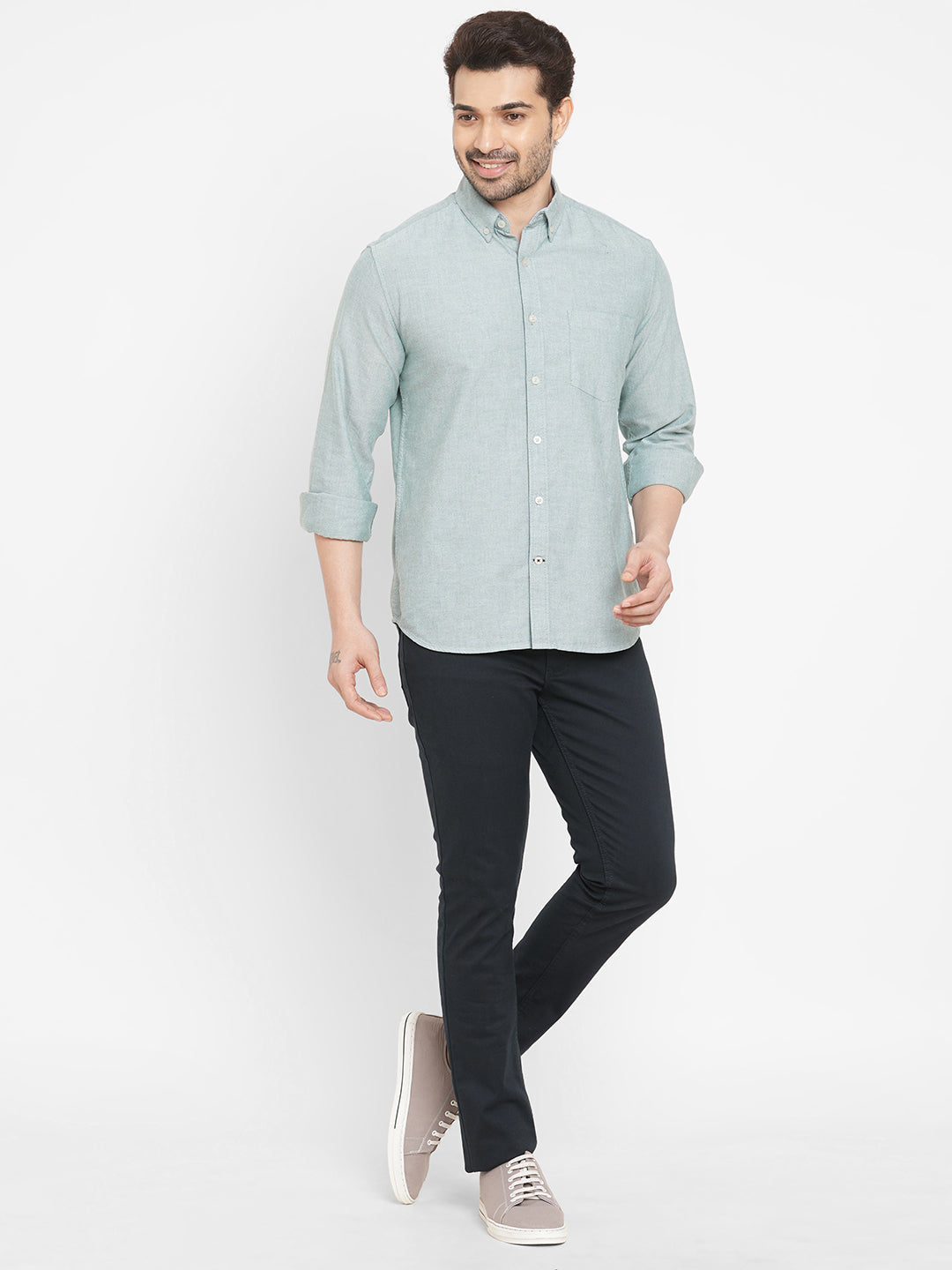 Men's Oxford Mint Cotton Regular Fit Shirt