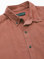 Men's 100% Cotton Corduroy Regular Fit Long Sleeved Shirt Brick