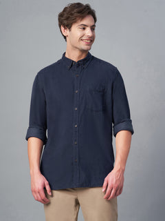 Men’s Cotton Regular Fit Corduroy Shirt Navy