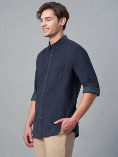 Men’s Cotton Regular Fit Corduroy Shirt Navy