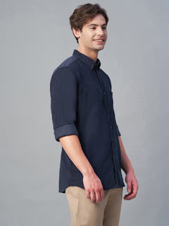 Men’s Cotton Regular Fit Corduroy Shirt Navy