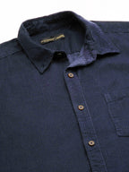 Men's Corduroy 100% Cotton Navy Regular Fit Long Sleeved Shirt