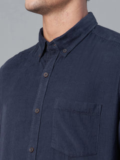 Men’s Cotton Regular Fit Corduroy Shirt Navy