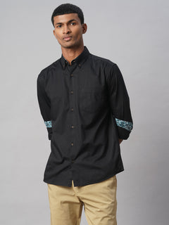 Men’s Cotton Regular Fit Contrast Shirt Black