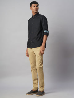 Men’s Cotton Regular Fit Contrast Shirt Black
