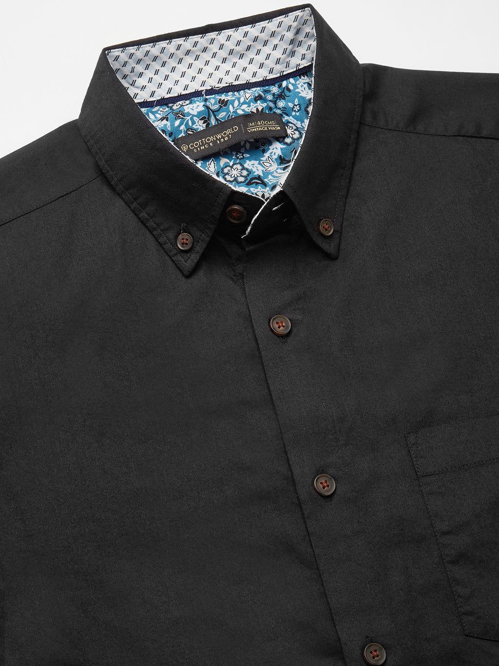 Men's Black 100% Cotton Regular Fit Shirt