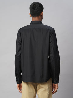 Men’s Cotton Regular Fit Contrast Shirt Black