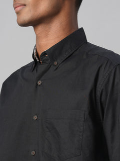 Men’s Cotton Regular Fit Contrast Shirt Black