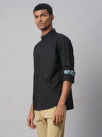 Men's Black 100% Cotton Regular Fit Shirt