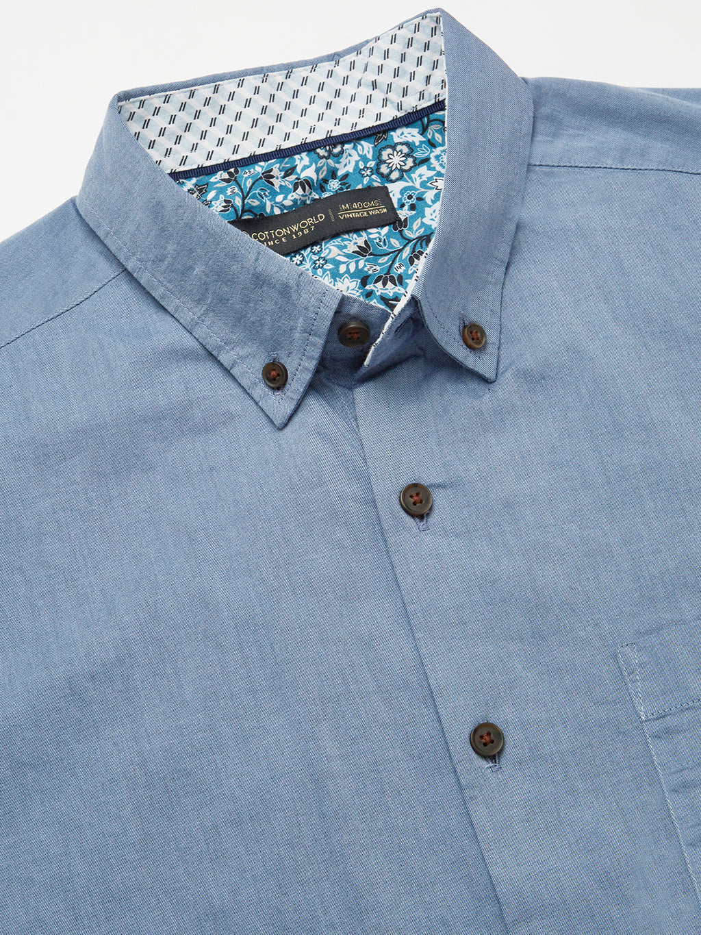 Men's Blue 100% Cotton Regular Fit Shirt