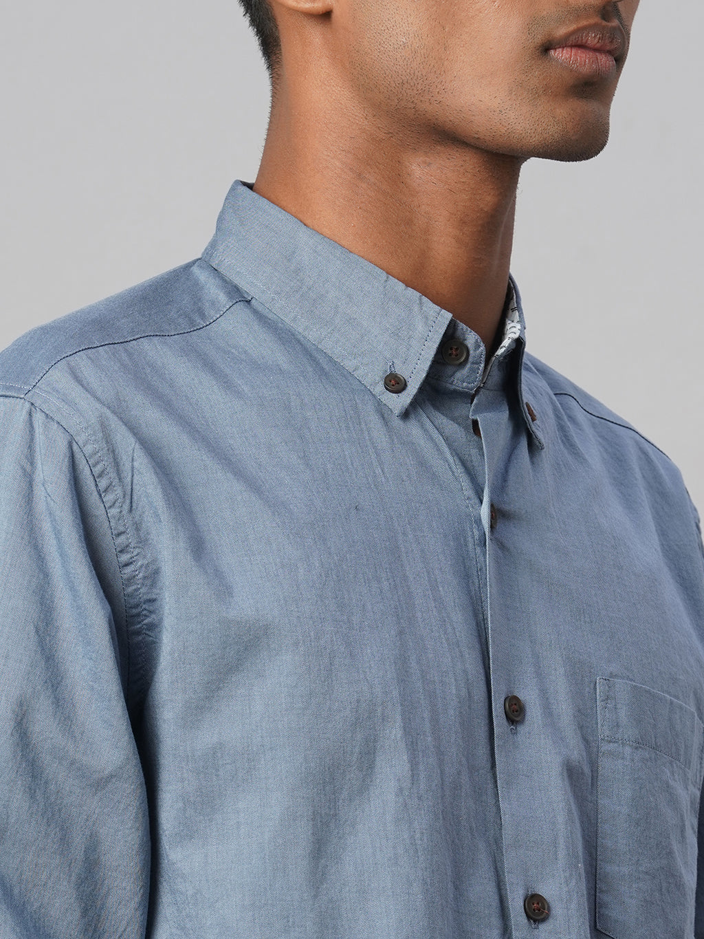 Men's Blue 100% Cotton Regular Fit Shirt