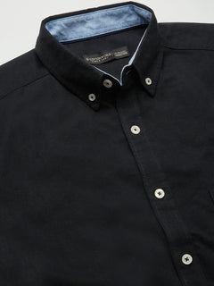 Men’s Cotton Regular Fit Long Sleeve Pocket Shirt Black