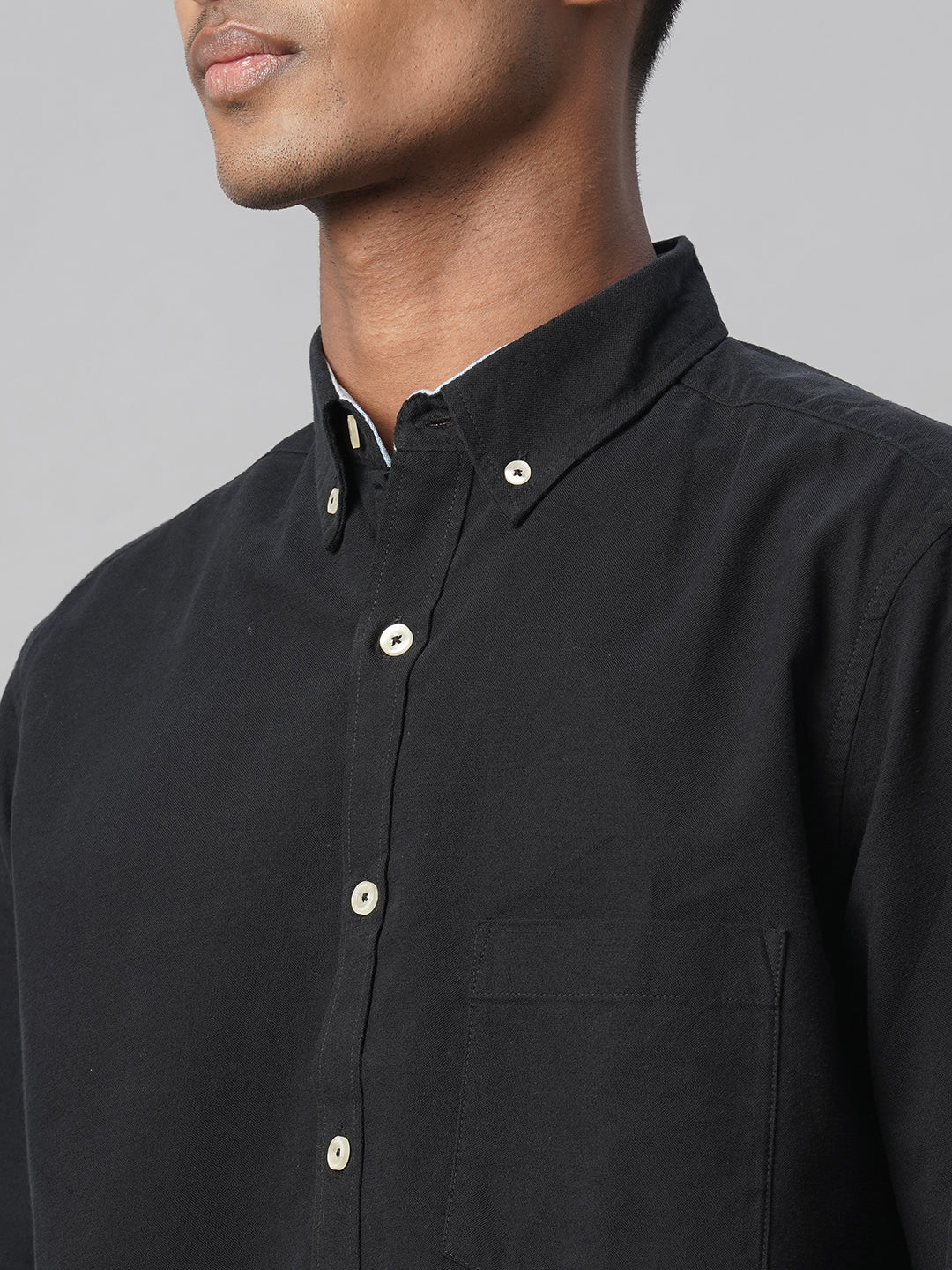 Men's Black 100% Cotton Regular Fit Shirt