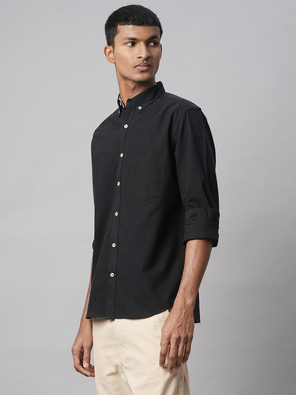 Men's Black 100% Cotton Regular Fit Shirt