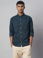 Men's Navy Oxford 100% Cotton Regular Fit Shirt