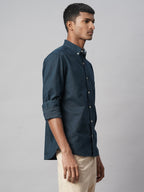 Men's Navy Oxford 100% Cotton Regular Fit Shirt