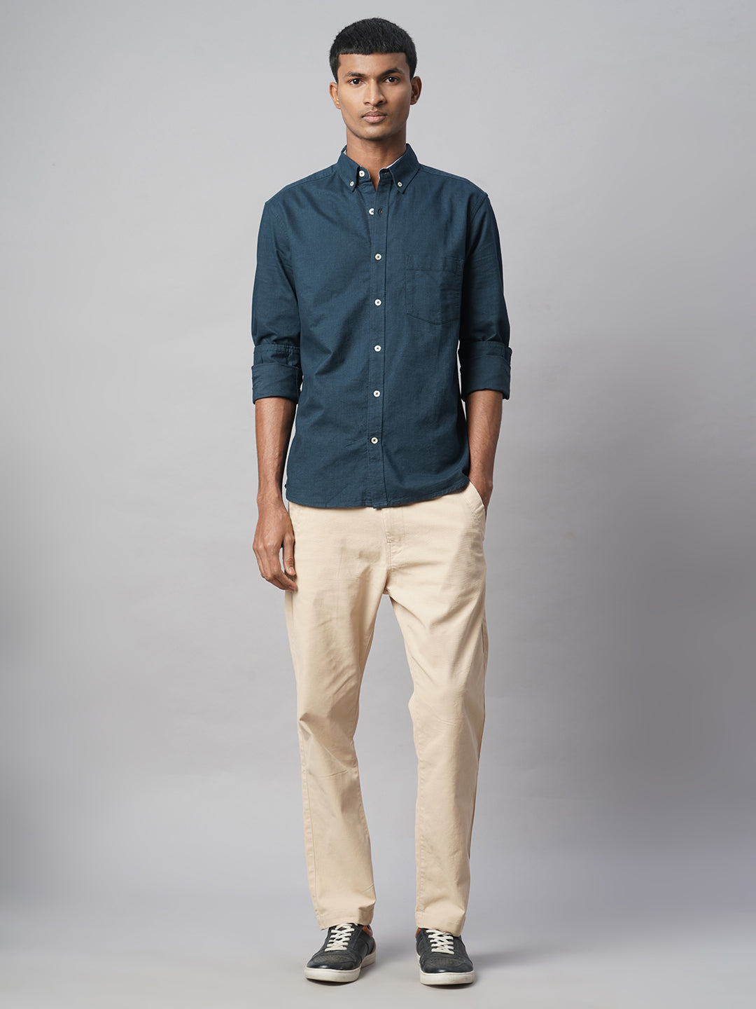 Men's Navy 100% Cotton Regular Fit Shirt