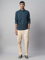 Men's Navy Oxford 100% Cotton Regular Fit Shirt