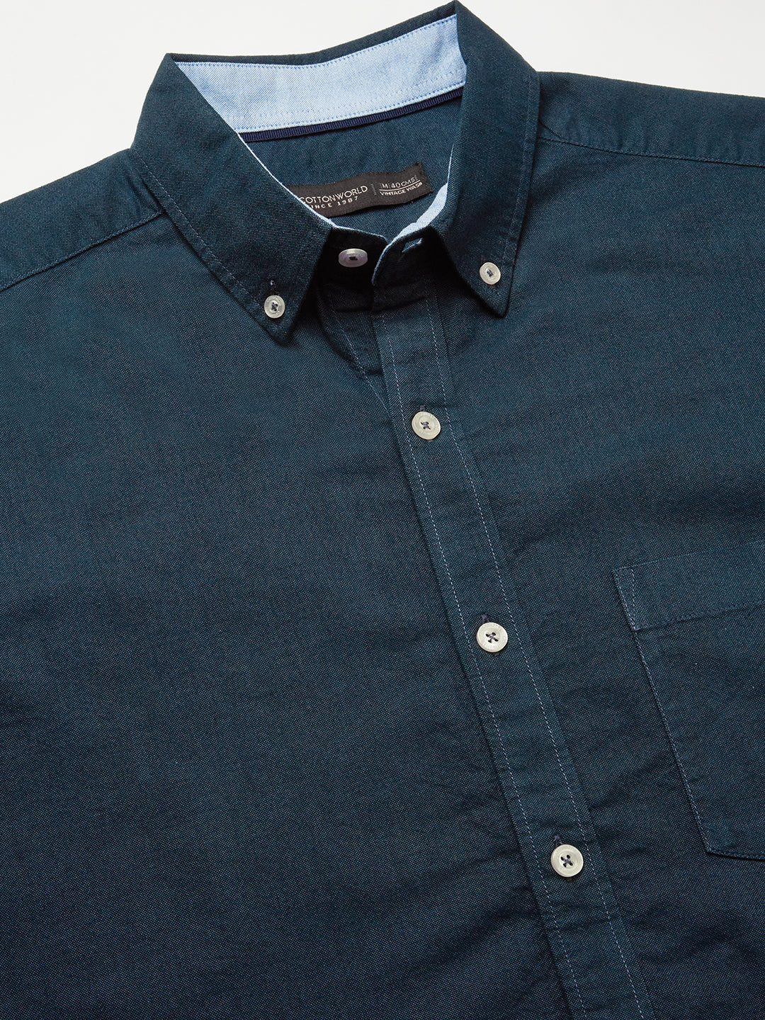 Men's Navy Oxford 100% Cotton Regular Fit Shirt