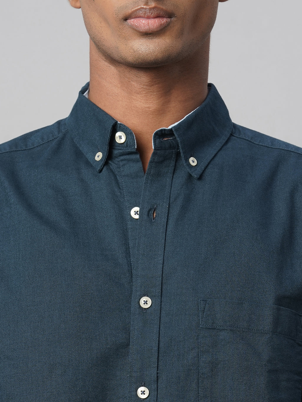 Men's Navy Oxford 100% Cotton Regular Fit Shirt