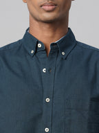 Men's Navy Oxford 100% Cotton Regular Fit Shirt