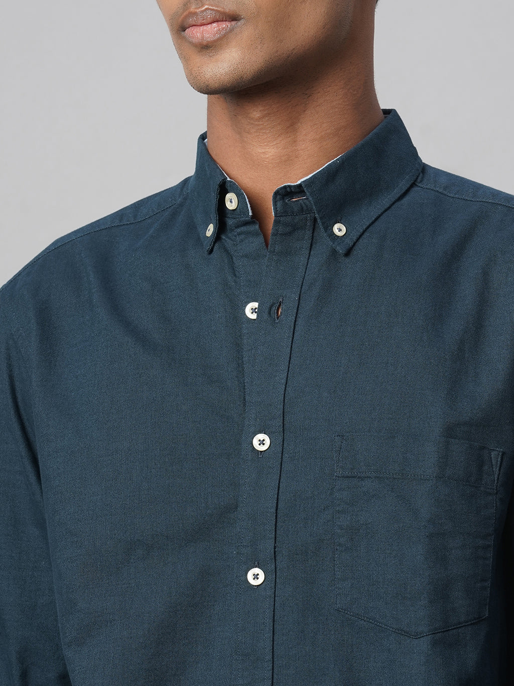 Men's Navy Oxford 100% Cotton Regular Fit Shirt