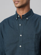 Men's Navy Oxford 100% Cotton Regular Fit Shirt