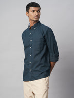 Men's Navy Oxford 100% Cotton Regular Fit Shirt