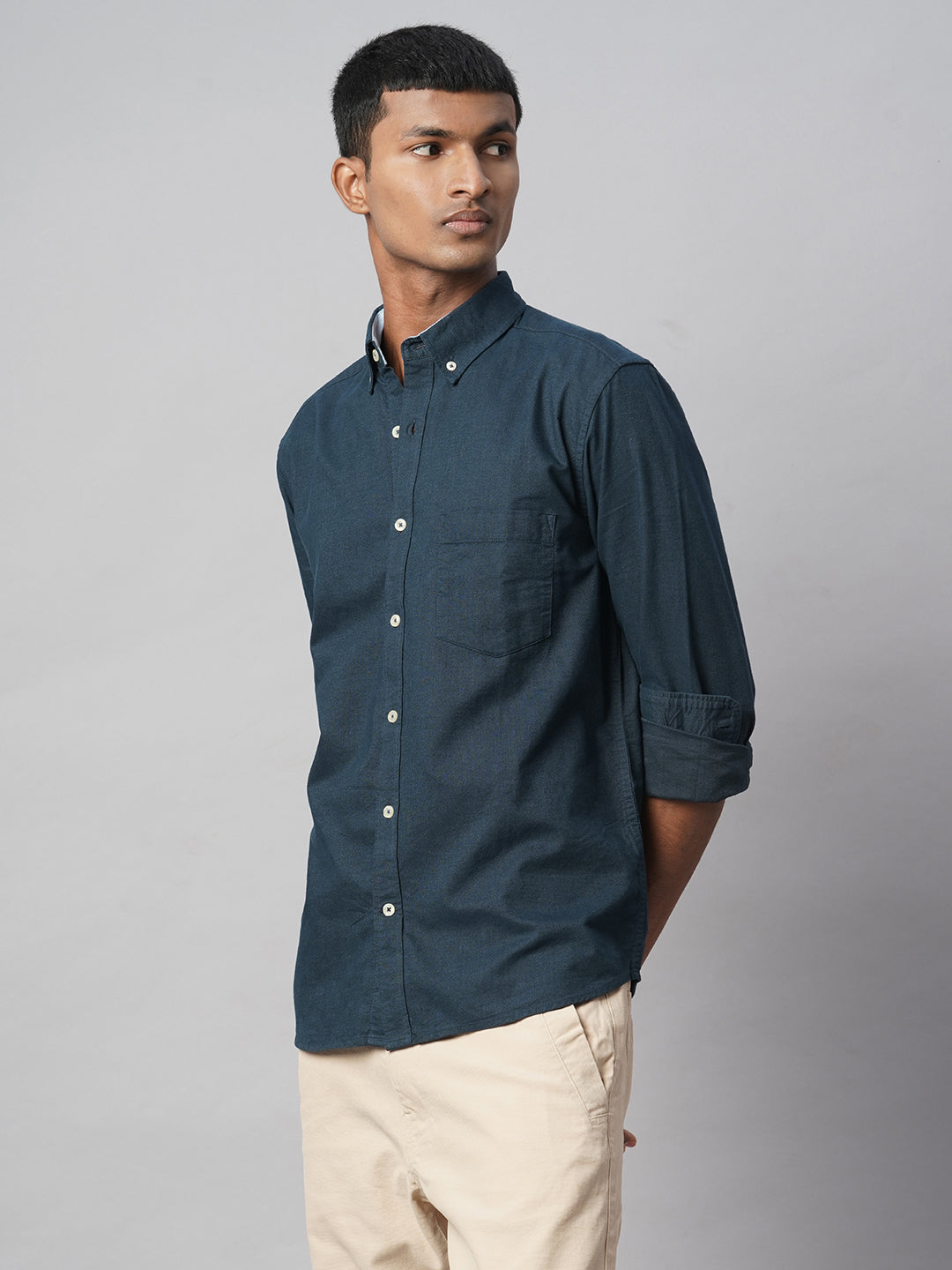 Men's Navy 100% Cotton Regular Fit Shirt