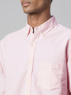 Men’s Cotton Regular Fit Pocket Shirt Pink