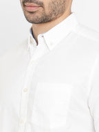 Men's White 100% Cotton Regular Fit Shirt