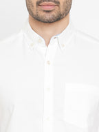 Men's White 100% Cotton Regular Fit Shirt