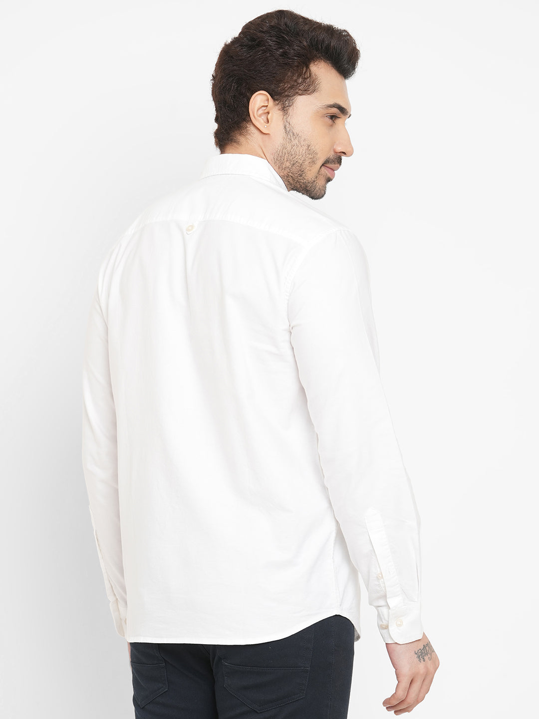 Men's White 100% Cotton Regular Fit Shirt
