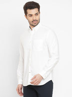 Men's White 100% Cotton Regular Fit Shirt