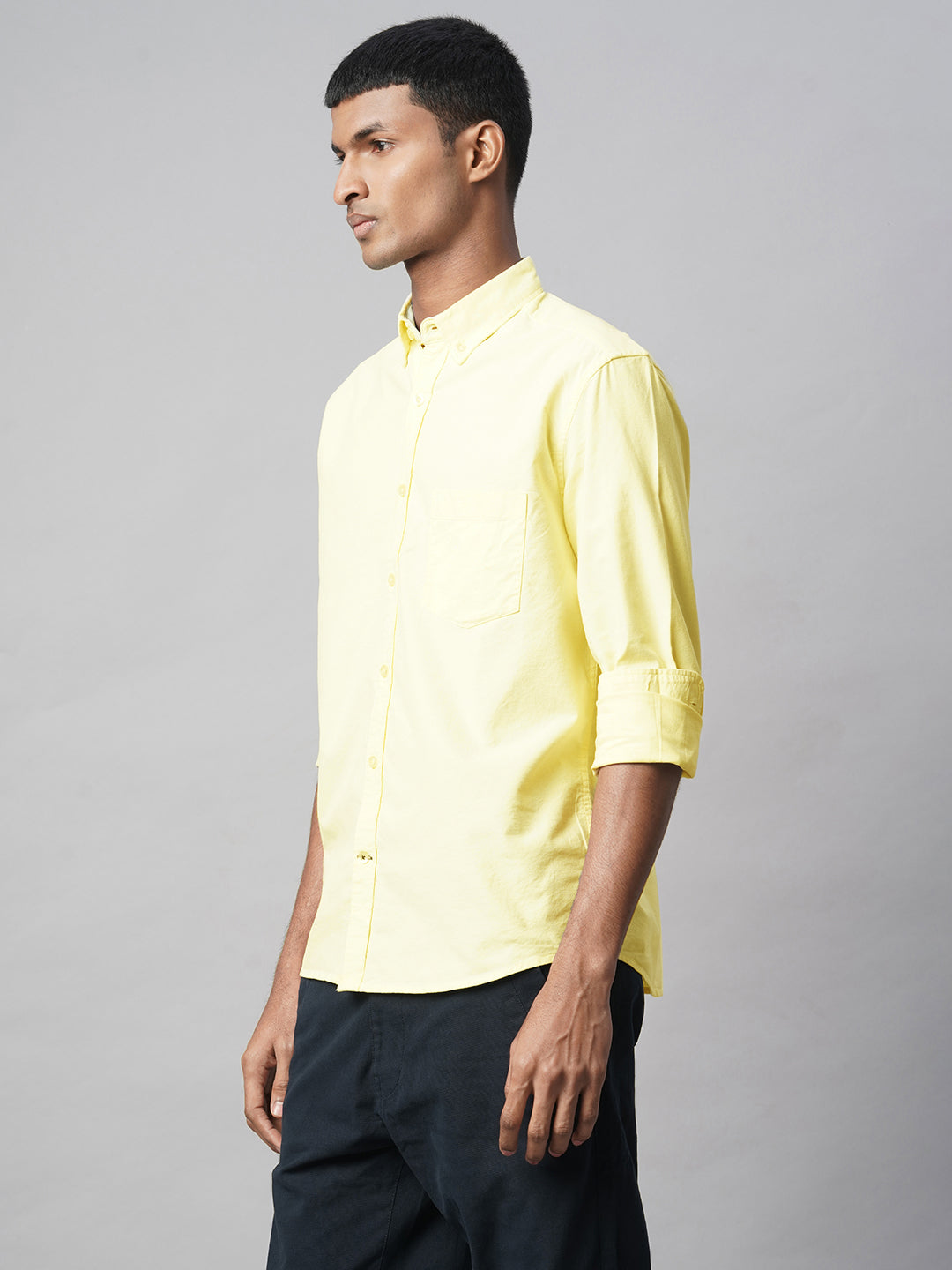 Men's Yellow 100% Cotton Regular Fit Shirt