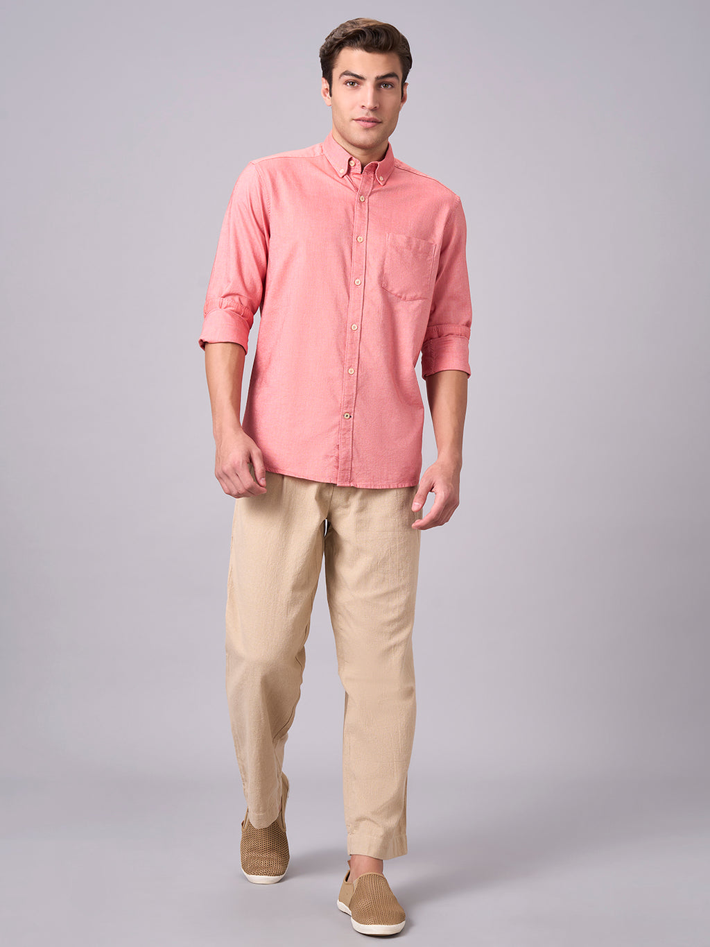 Men's Brick 100% Cotton Regular Fit Shirt