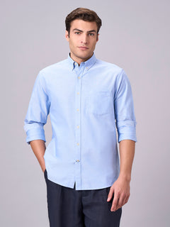 Men’s Cotton Regular Fit Full Sleeve Shirt Sky