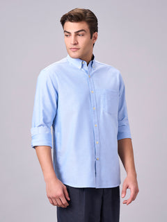 Men’s Cotton Regular Fit Full Sleeve Shirt Sky