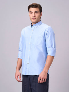 Men’s Cotton Regular Fit Full Sleeve Shirt Sky